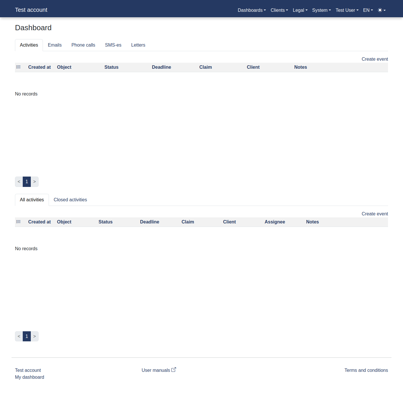 How to access a legal dashboard? 6