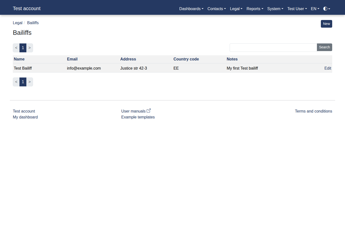 How to add a bailiff? 16