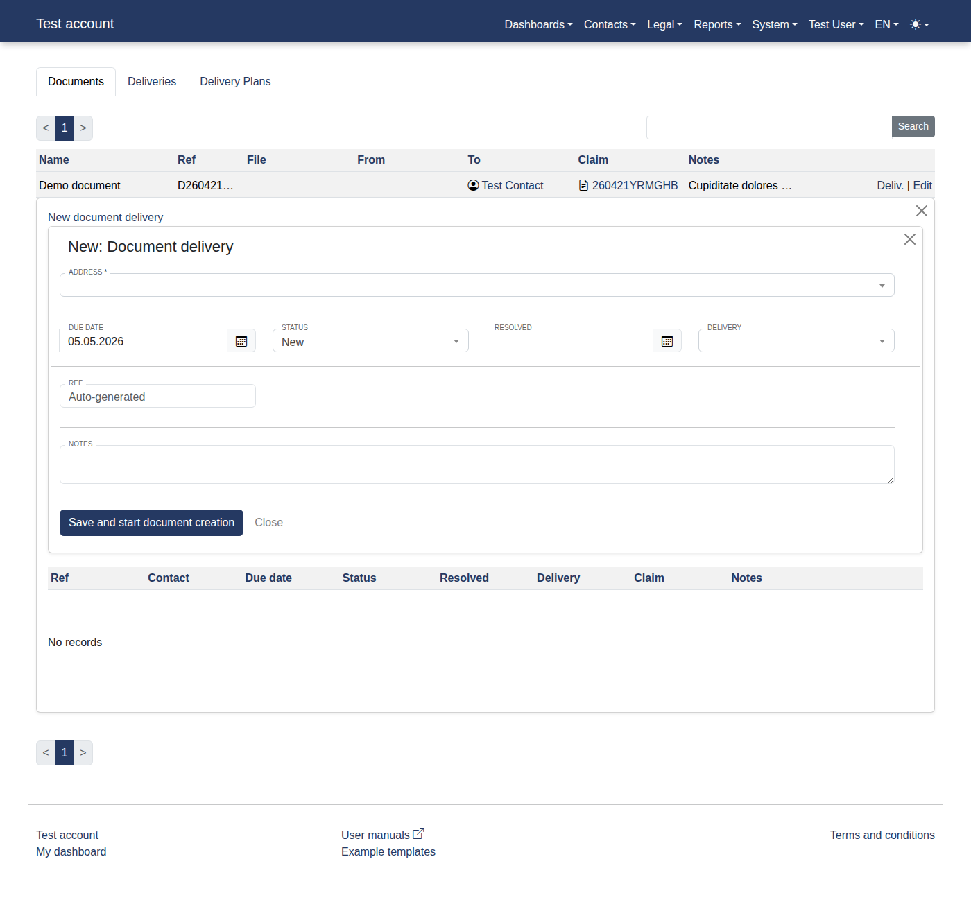How to add a new document delivery report? 14
