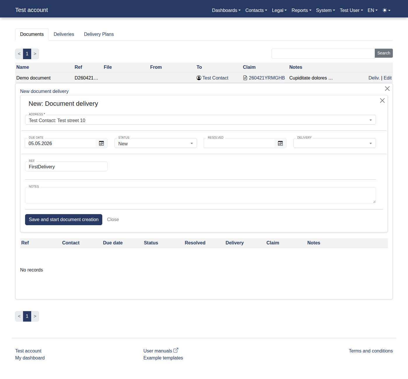 How to add a new document delivery report? 17