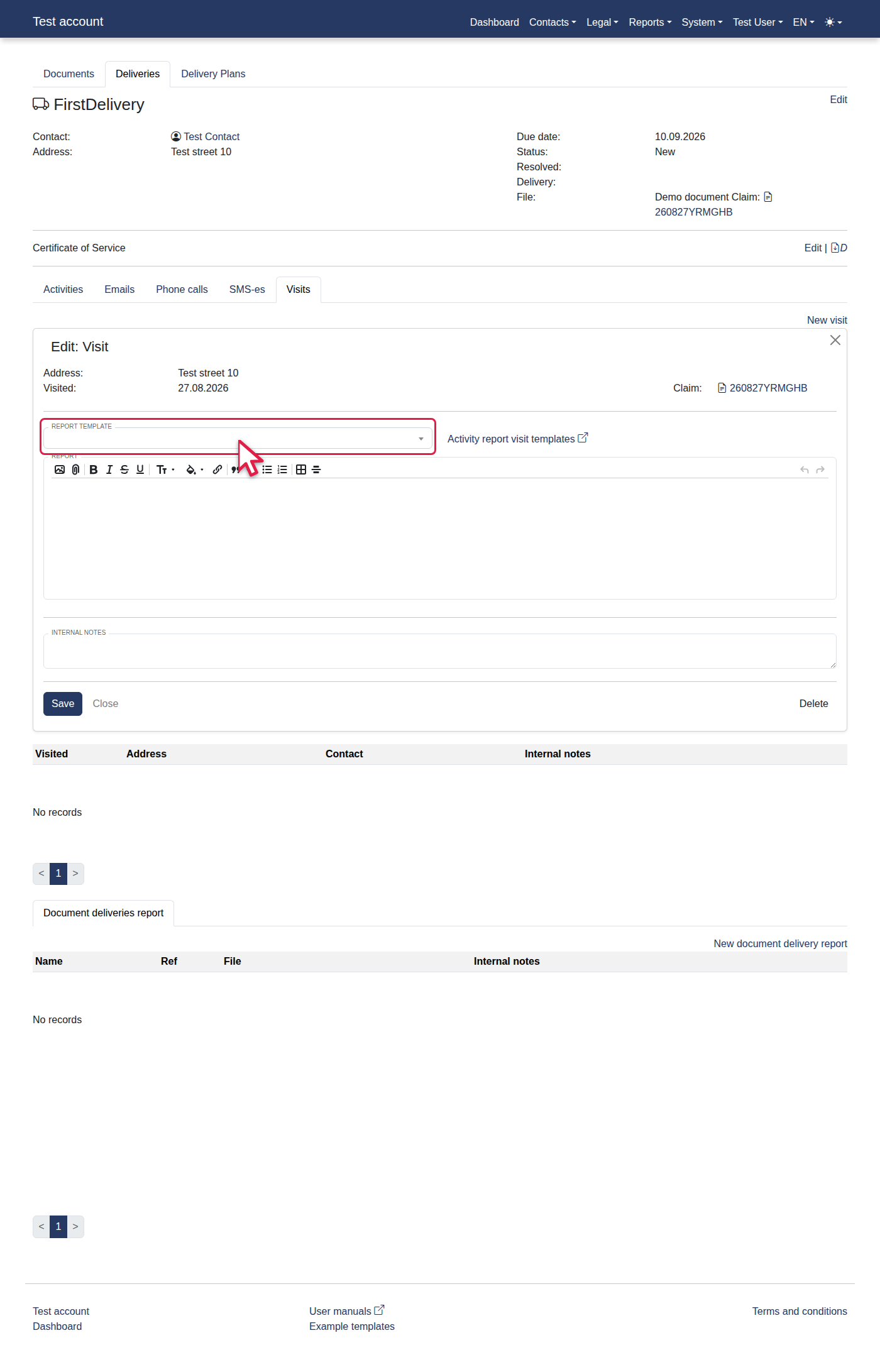 How to add a new document delivery report? — 20