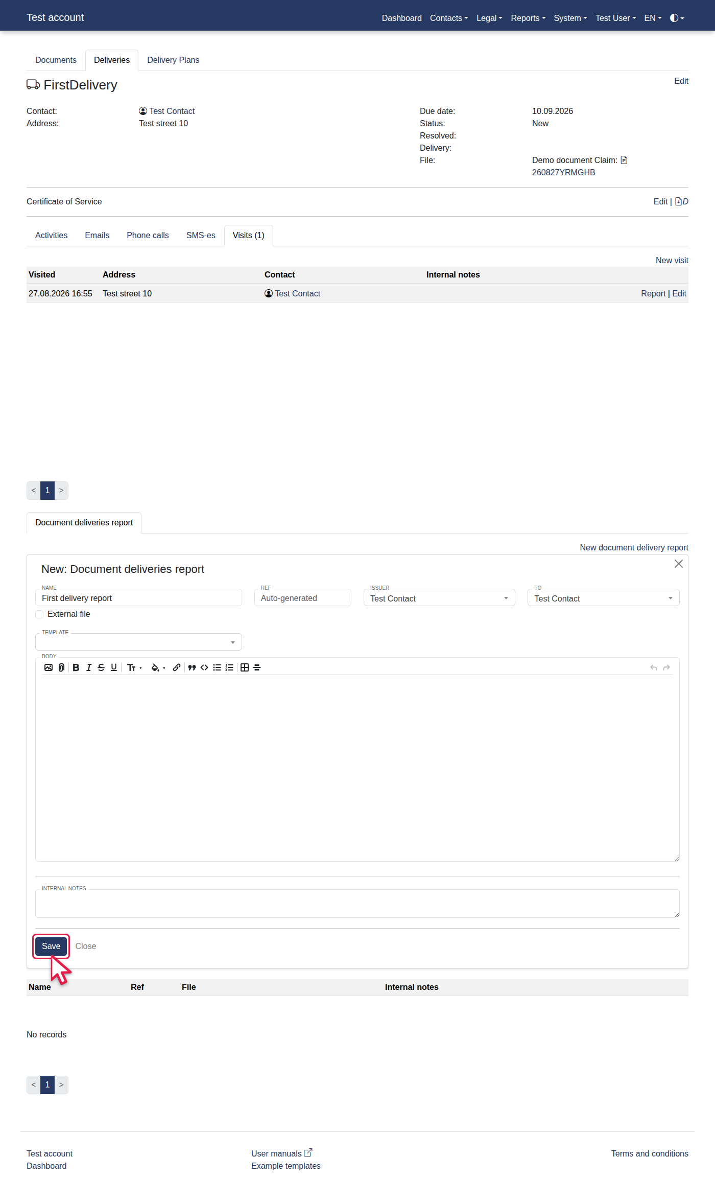 How to add a new document delivery report? — 26