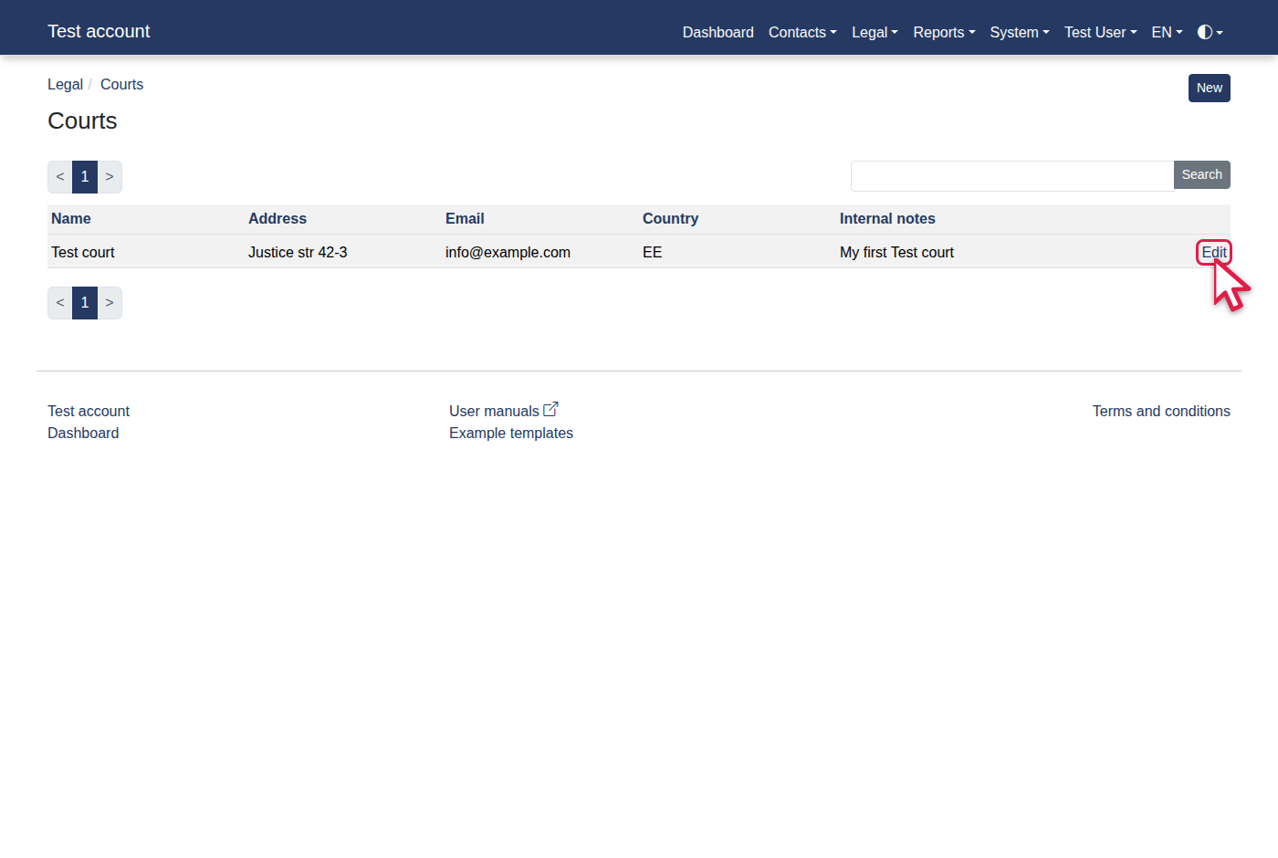 How to manage a court info? — 10