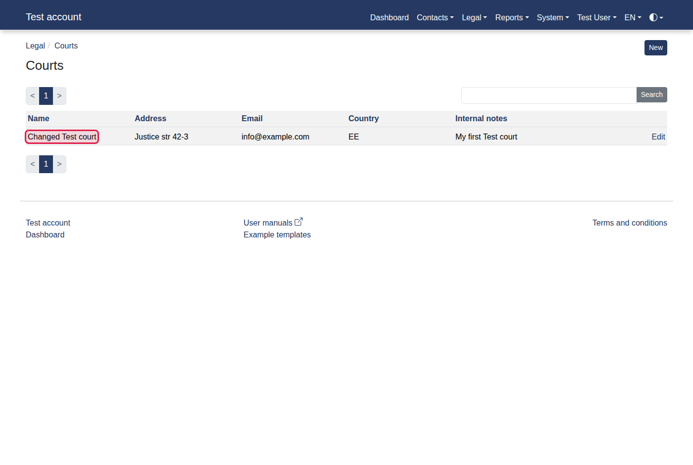 How to manage a court info? — 13