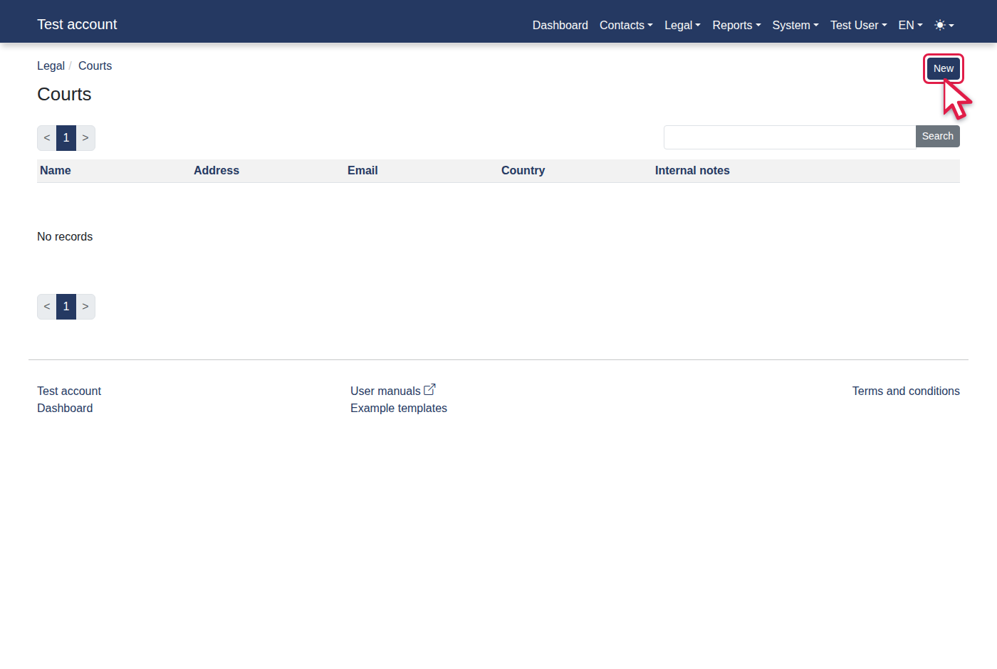 How to manage a court info? — 3