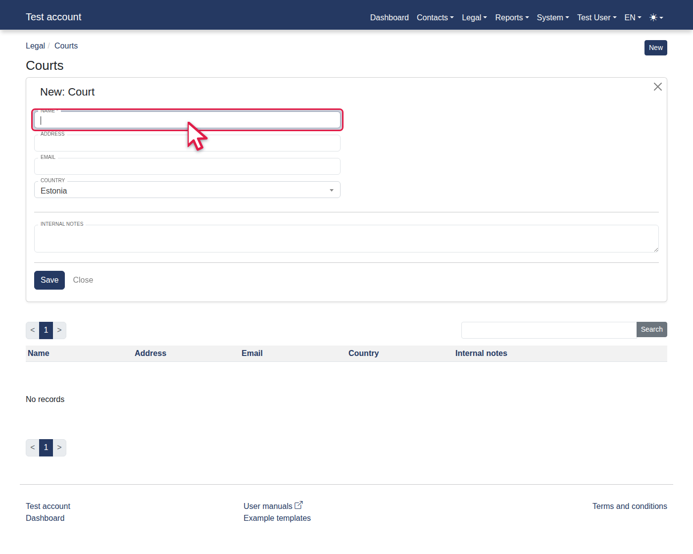 How to manage a court info? — 4