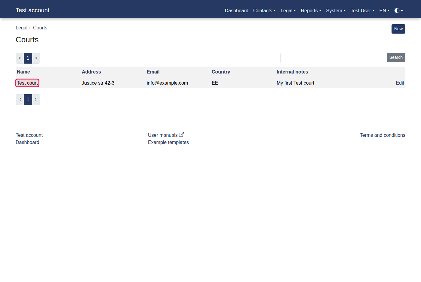 How to manage a court info? — 9